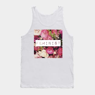 Feminist Floral Label Maker Typography Tank Top